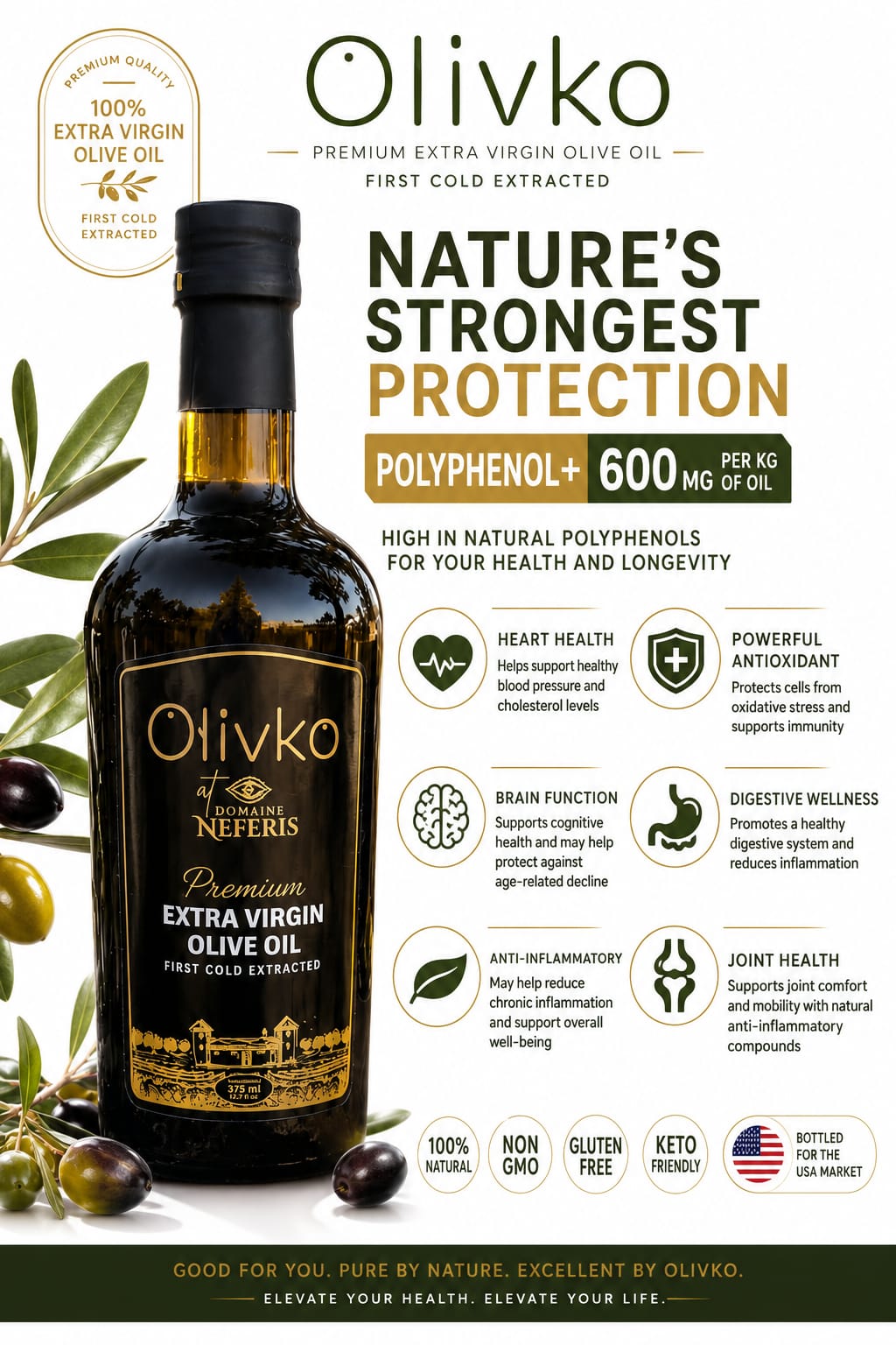 Olivko Domaine Neferis Premium Extra Virgin Olive Oil — 375 ml